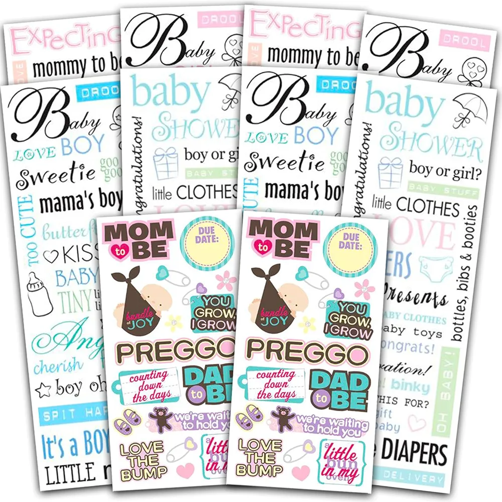 Gender Reveal Stickers Set ~ Bundle with Over 100 Baby Girl and Baby Boy Stickers for Decorations, Scrapbooking, Envelopes, Treats, and More | Gender Reveal Party Supplies and Favors