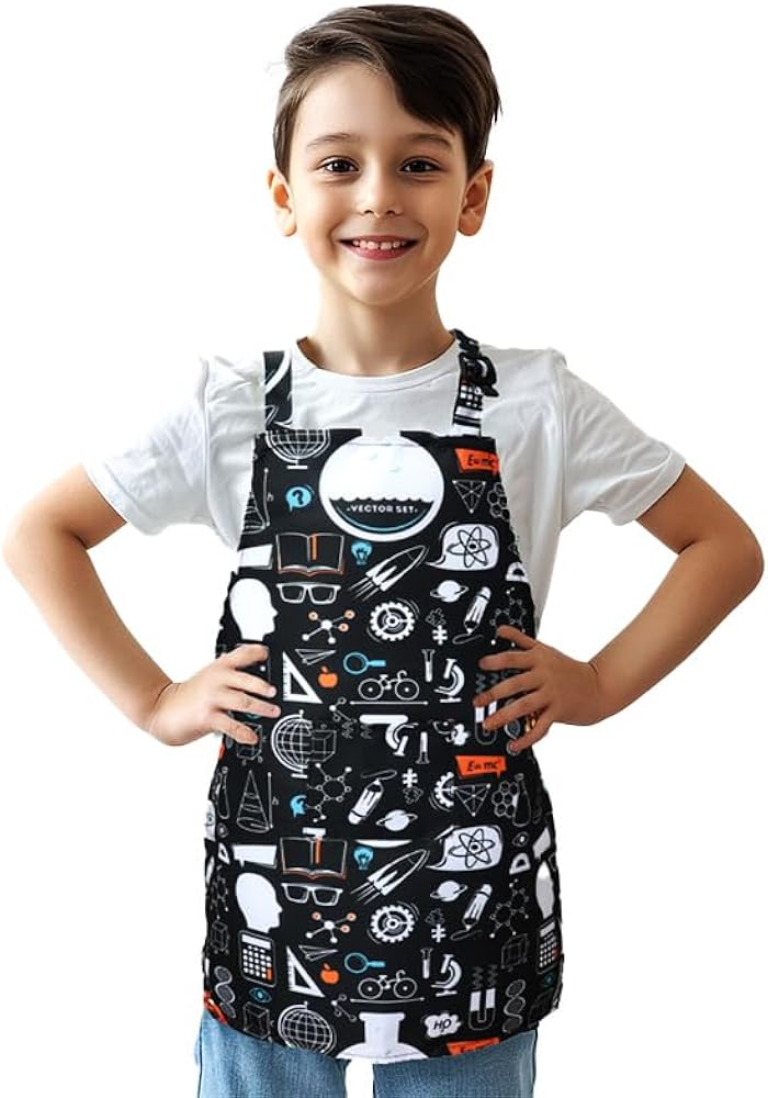 Kids Chef Painting Apron,Adjustable Waterproof Art Smock for Ages 3-7 Girls and Boys, for Painting, Cooking,Baking & Gardening Supplies-Chemical Instrument