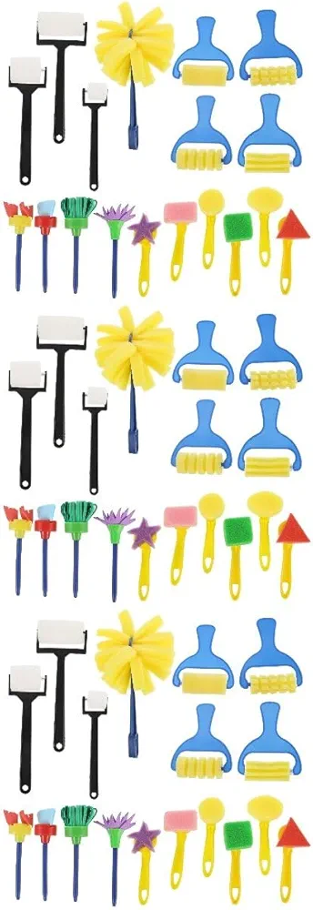 Totority 54Pcs Paint Sponge Brush Sets, Kids Paint Sponges Art and Craft Sponge Sponge for Painting