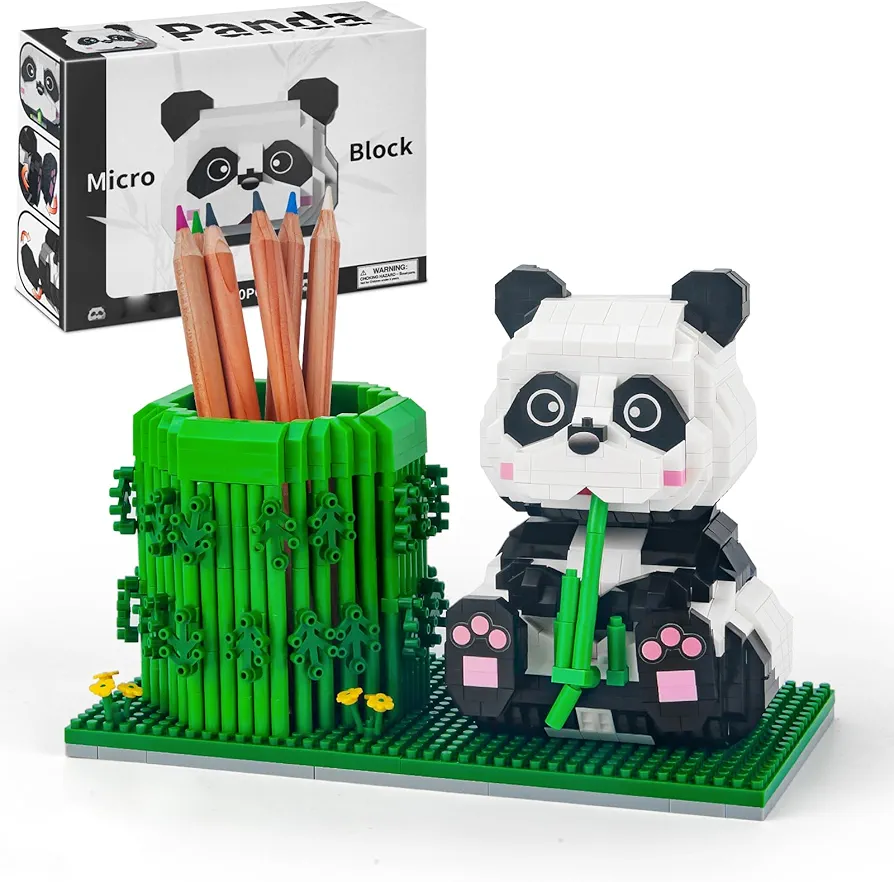 Finger Rock Panda Animal Building Sets, Cute Panda Pen Holder DIY Craft Kit, Creative Toy Set for Kids Girls, and Boys Ages 6+(1361PCS)