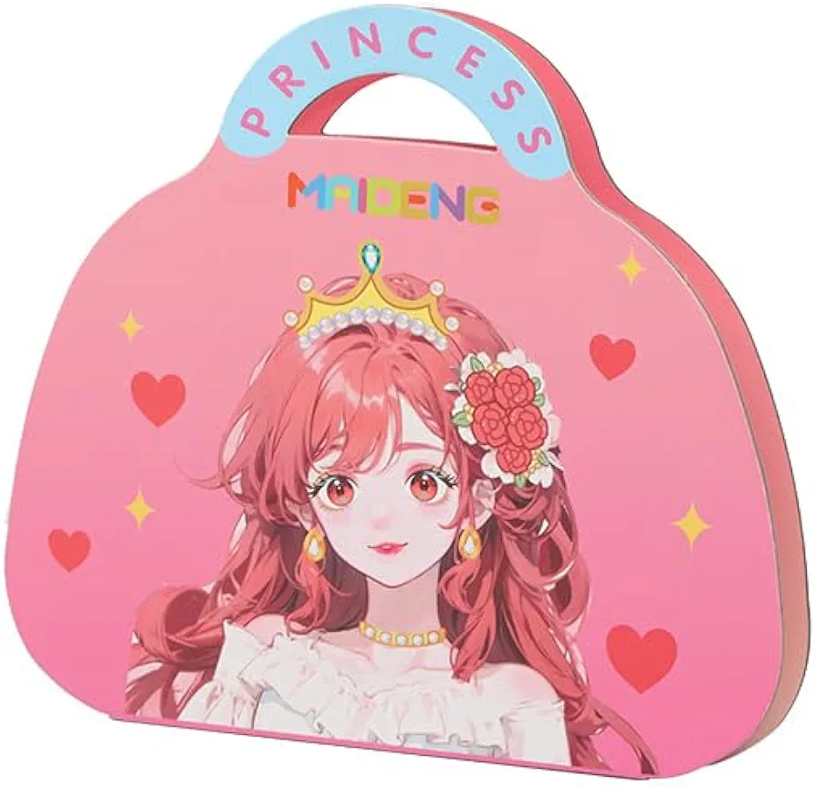NOONEAU Princess Paper Dolls, Paper Craft Kits - Art Craft Activity for Kids DIY Girls Toy Kit with Diamond Painting & Princess Dress Up Set, Ideal Birthday Gift Travel Toys for Girls