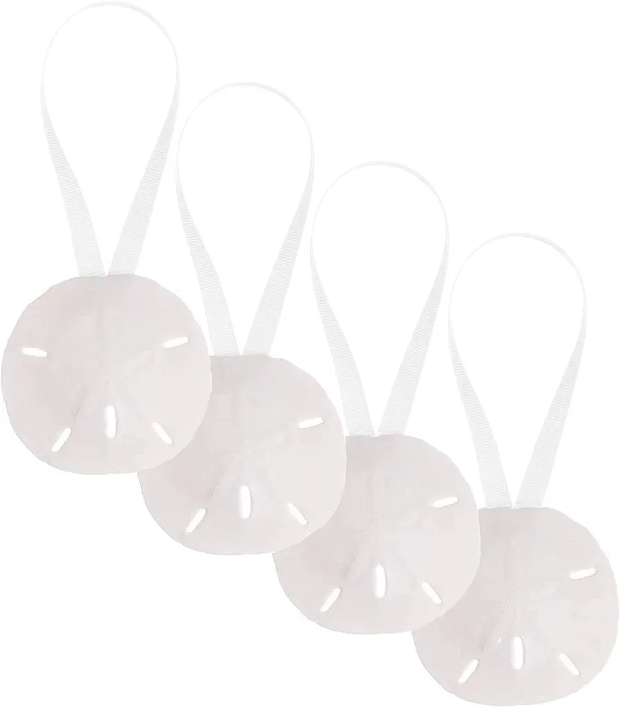 Sand Dollar Ornaments | Natural Sand Dollars 3" with Iridescent Ribbon | Set of 4 | Real Sand Dollars for Beach Wedding Decor | Plus Free Nautical eBook by Joseph Rains
