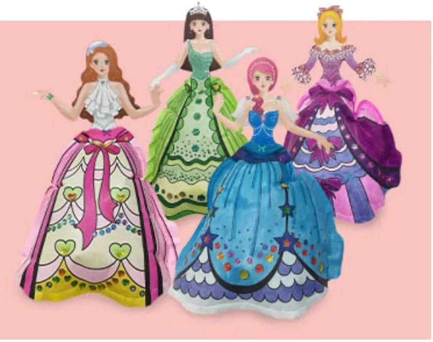 Bandal & Neoul Color Your 4 Princesses -Girls DIY Paper Craft Activity Set - Coloring Activity for Home, School, Party Favors, Birthday Activities, Goodie Bags