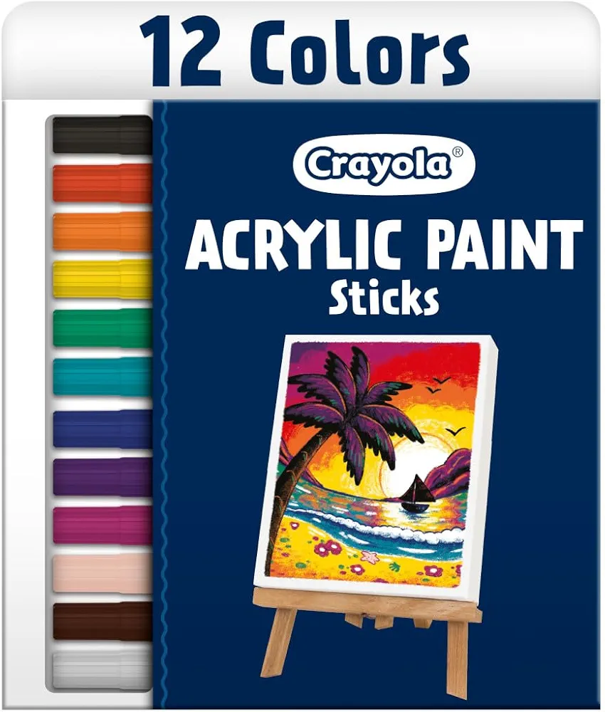 Crayola Acrylic Paint Doodle Sticks (12ct), Acrylic Paint Marker Set, Quick Dry, Multi-Surface, Less Mess Kids Paints, Ages 4+