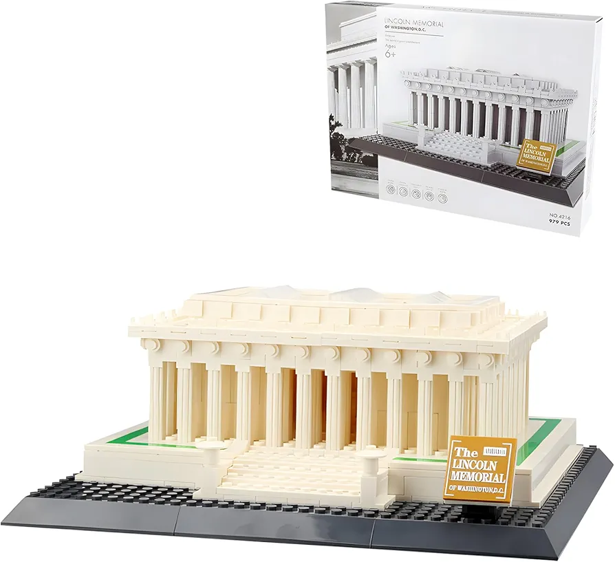 Washington Lincoln Memorial Architecture Model Building Block Set Toys Collection Creative for Kids and Adults 979 PCS