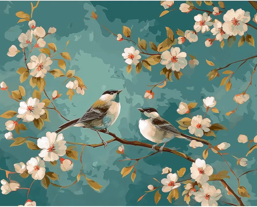 Natuyalo Paint by Numbers Kit for Adults - Sparrow on Branch DIY Adult Paint by Number Kits Animals Acrylic Canvas Painting for Adults Beginners Kids Art Crafts Without Frame, 16x20 Inch