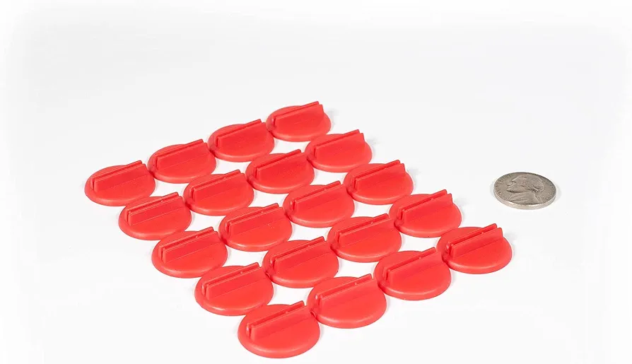 Morrison Games Plastic Card Stand (Red) to Hold up Playing Cards or Cardboard Marker Cut-Outs: Set of 20 Red Color Round Board Game Playing Pieces (School Classroom Supplies, Arts & Crafts Projects)