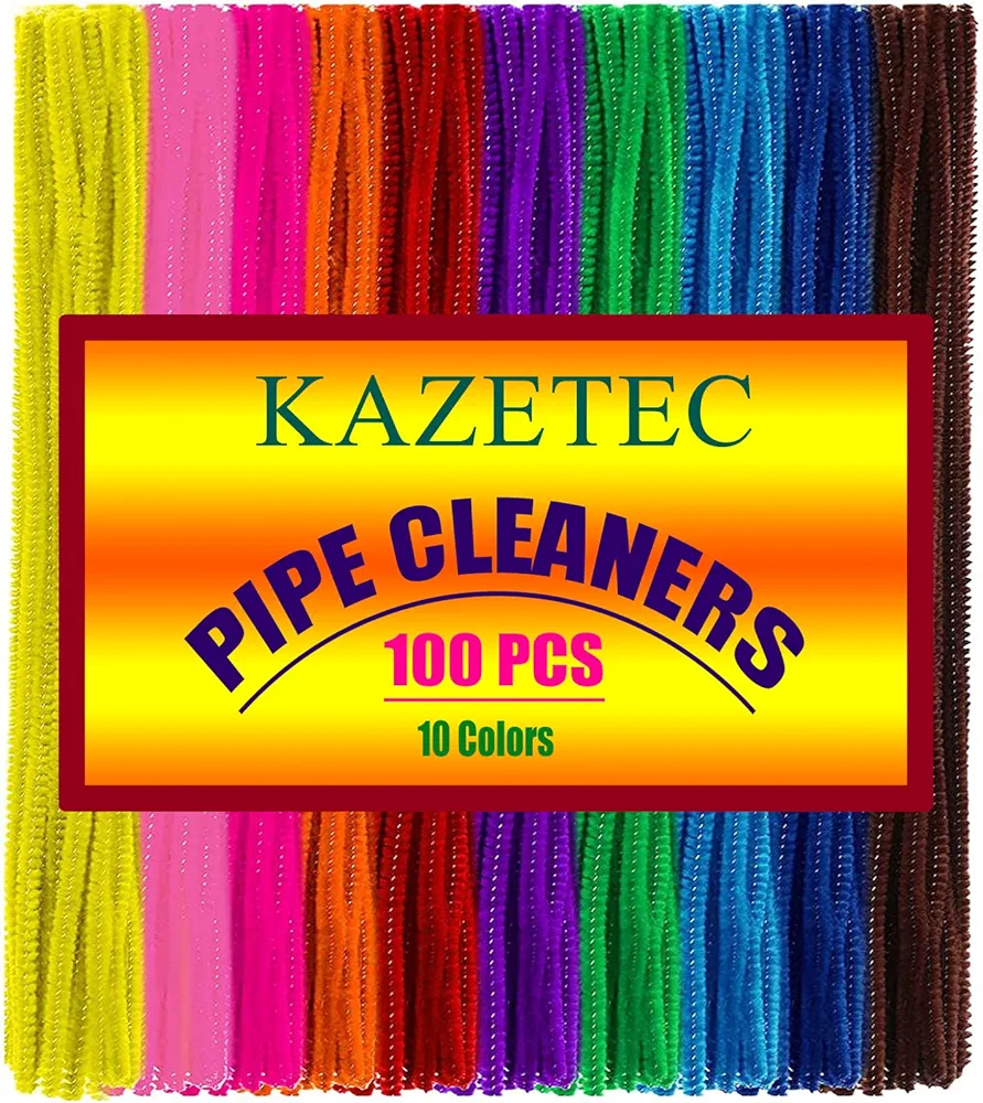 100 PCS Pipe Cleaners, Chenille Stems, Pipe Cleaners Craft Supplies, 10 Colors Chenille Stems for DIY Arts Crafts Project(Multi Color)