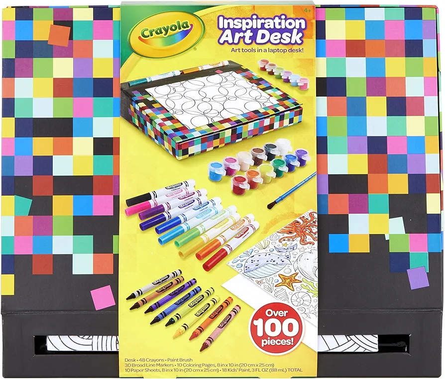 Crayola Inspiration Art Desk, Over 100 Piece, Art Set, Gift for Kids, Age 4, 5, 6, 7, 8