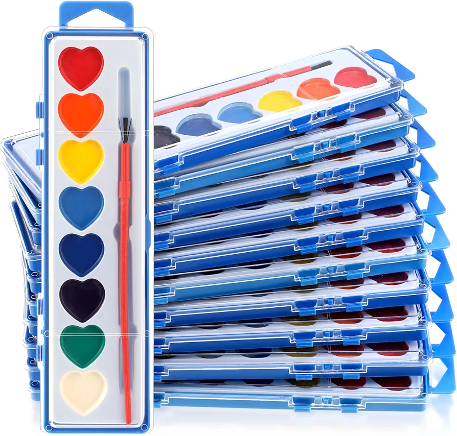 36 Pack Watercolor Paint Set 8 Colors Washable Water Paint for Kids Paint with Paintbrush Party Favors Art Paints for Adults School Classroom Party Gifts