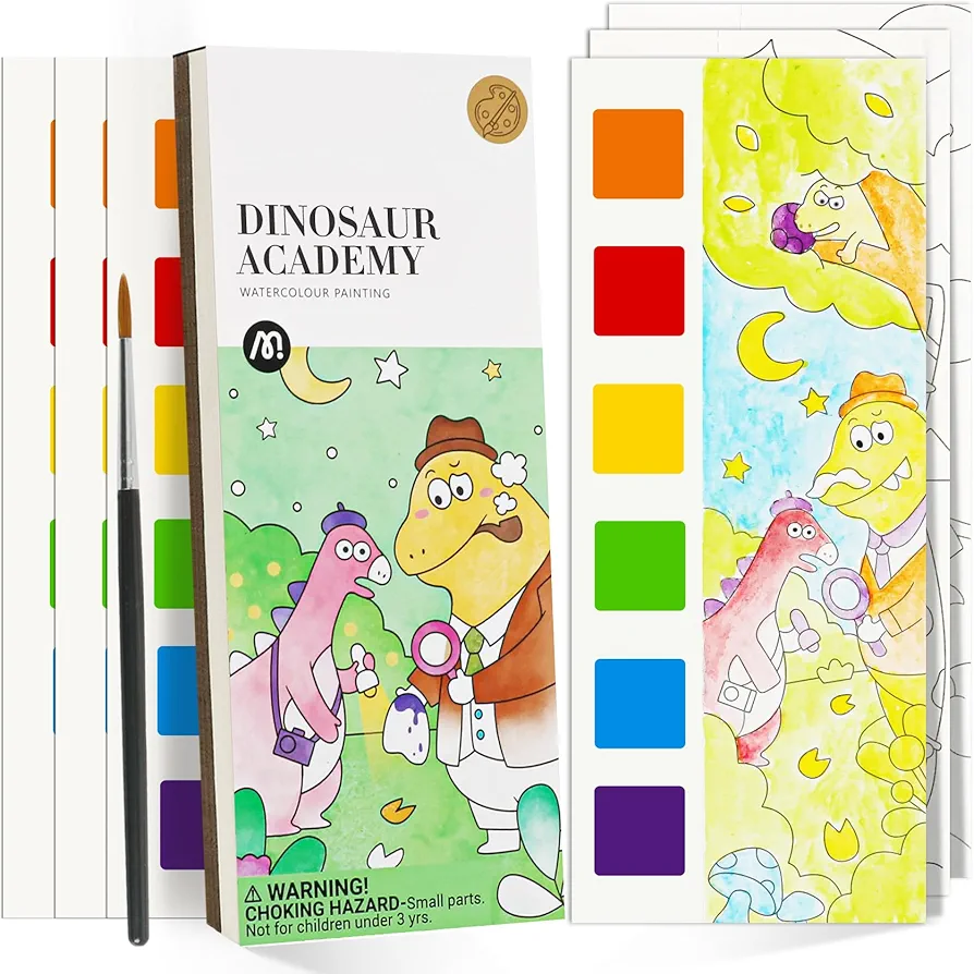 Watercolor Painting Coloring Books Arts & Crafts Kit, Pocket Watercolor Paint Bookmarks, Mess Free Paint with Water Set, Travel Activities Art Party Favors Exchange Birthday Gifts for Kids