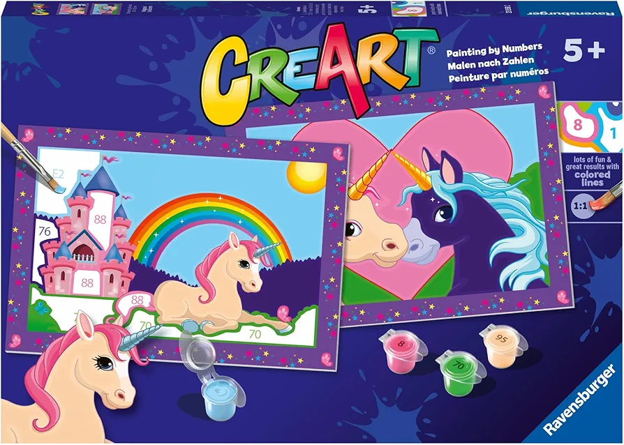 Ravensburger Magical Unicorns Paint by Numbers Kit for Kids - 23558 - Painting Arts and Crafts for Ages 5 and Up