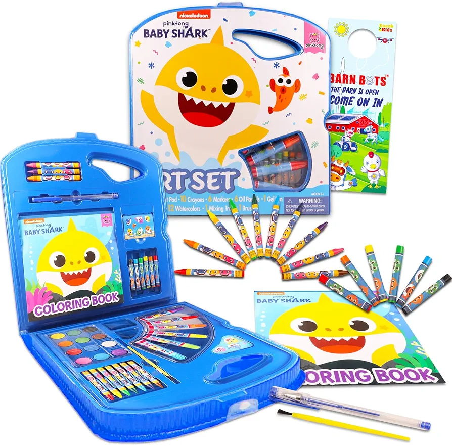 Baby Shark Coloring and Activity Kit - Bundle with Baby Shark Coloring Book, Stickers, Paint, Activities, and More | Baby Shark Art Set for Kids, Boys, Girls