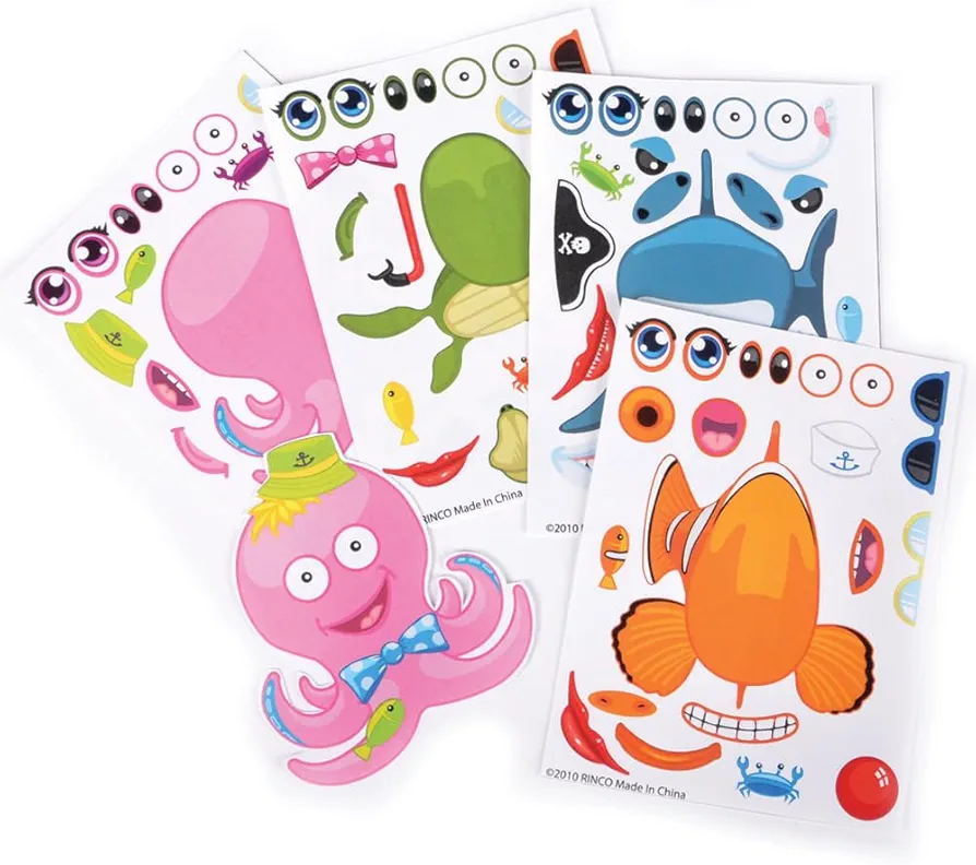 Zoo & Sea Animal 48 Make-a-Face Stickers for Kids, Forest & Twelfth DIY Sticker Sheets, 8 Unique Animal Designs, Creative Art Crafts, Mix & Match Sticker Sheets, Party Favors, Reward Stickers for Kids