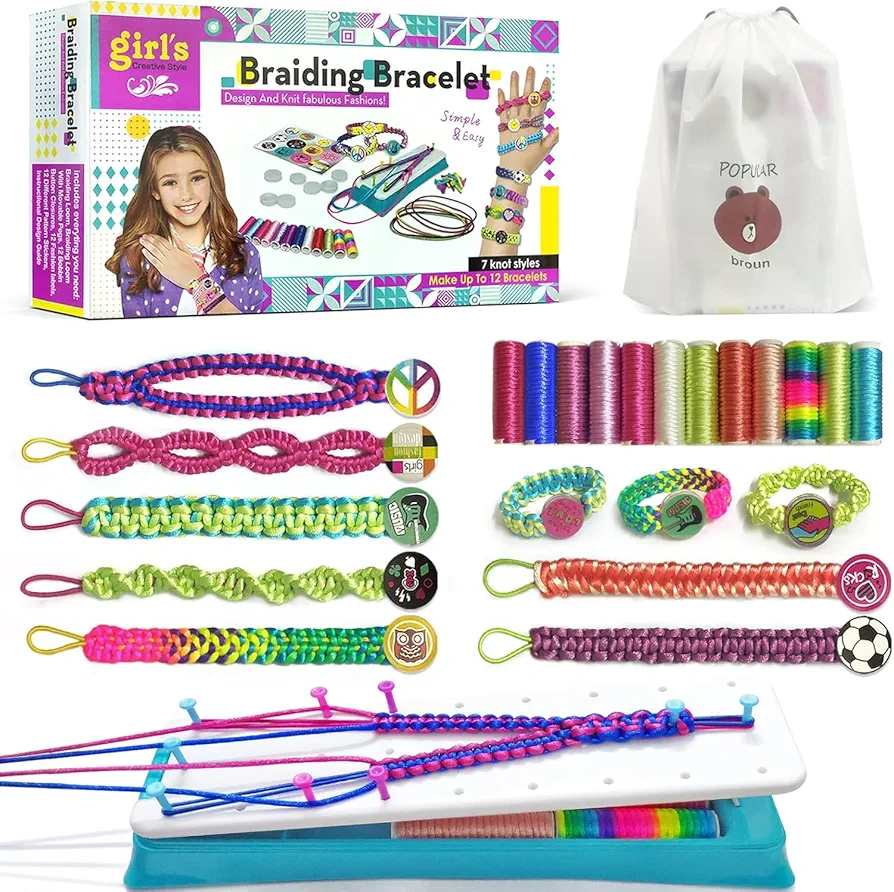 YEETIN DIY Bracelet Maker Kit for Girls 6-12 yrs Old, Loom Braid Bracelet Making Craft Sets, 2023 Hottest Teen Girl Gifts Bracelets String Kit