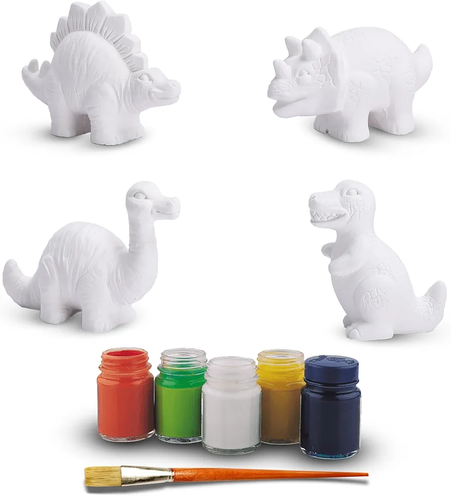 Neliblu 3D Dinosaur Toys Painting Kit - Paintable Dinosaur Figurine DIY Arts and Crafts Set - Painting Set for Kids, Dinosaur Party Favors - Dinosaur Painting Kit, Creativity Gifts for Boys and Girls
