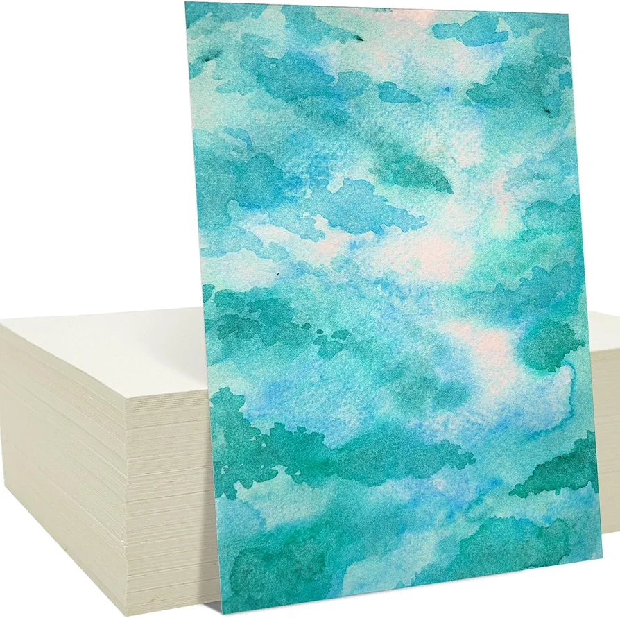 120Pcs 230GSM White Cotton Watercolor Paper Bulk Kids Water Color Paper for for Student Adults Painting Art Works Drawing Supplies, 6" x 9"