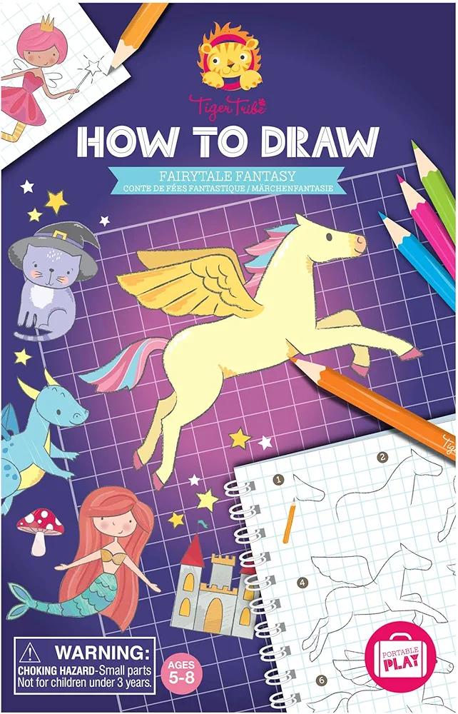 Tiger Tribe: How to Draw - Fairytale Fantasy - Creative Artistic Set, Step-by-Step Guide, Color Pencils, Art Sketch Pad, Store Inside Case, Kid Age 5+