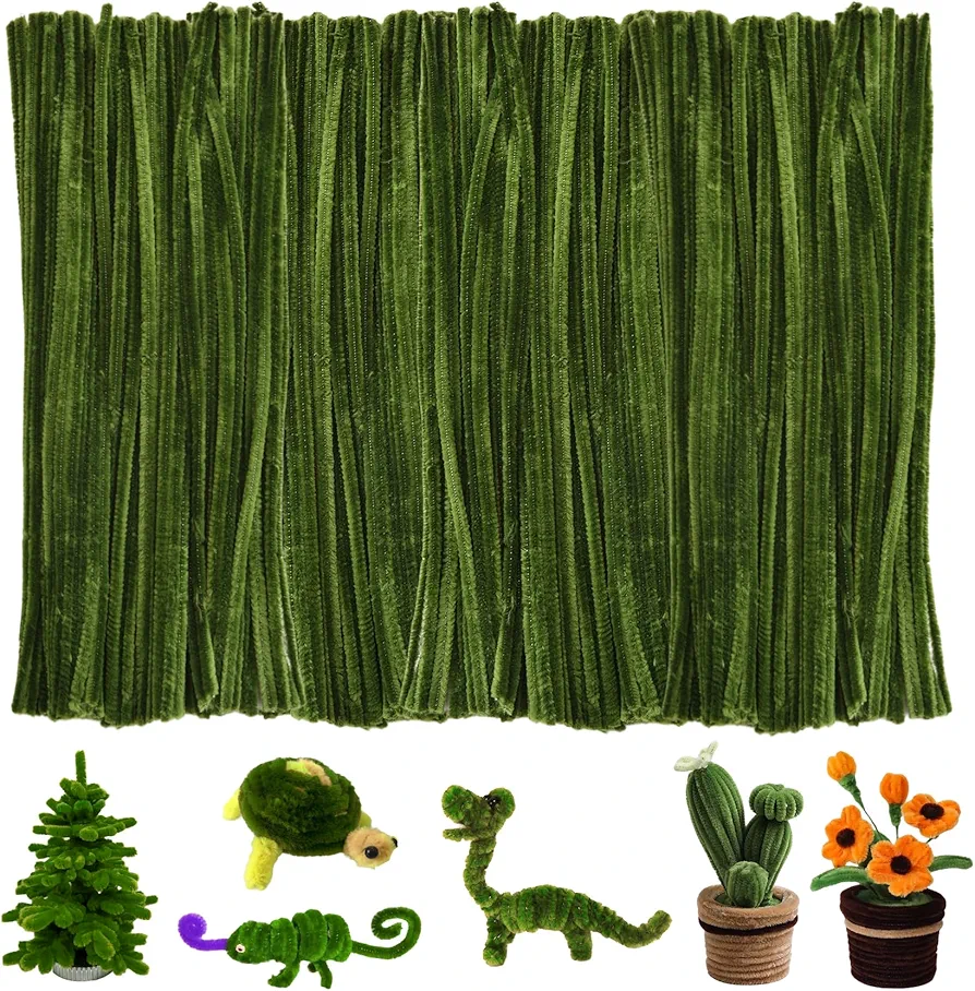 200Pcs Pipe Cleaners Chenille Stem, Sage Green Pipe Cleaners Set for DIY Arts Crafts Decorations, 6mm Pipe Cleaner Crafts, 12 inch Chenille Stems Pipe Cleaners (Sage Green)