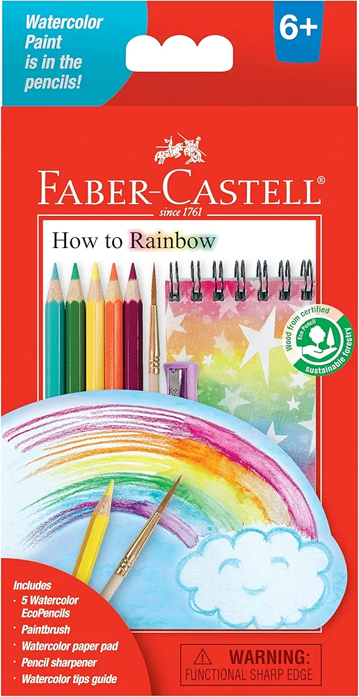 Faber-Castell How to Rainbow Watercolor Pencils Set - Kids Painting Kits, Art Kit for Kids 6-8+