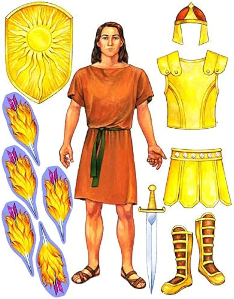 Christian Armor of God Felt Set for Bible Flannel Board Stories- 19" Figure + Lesson Guide- Precut