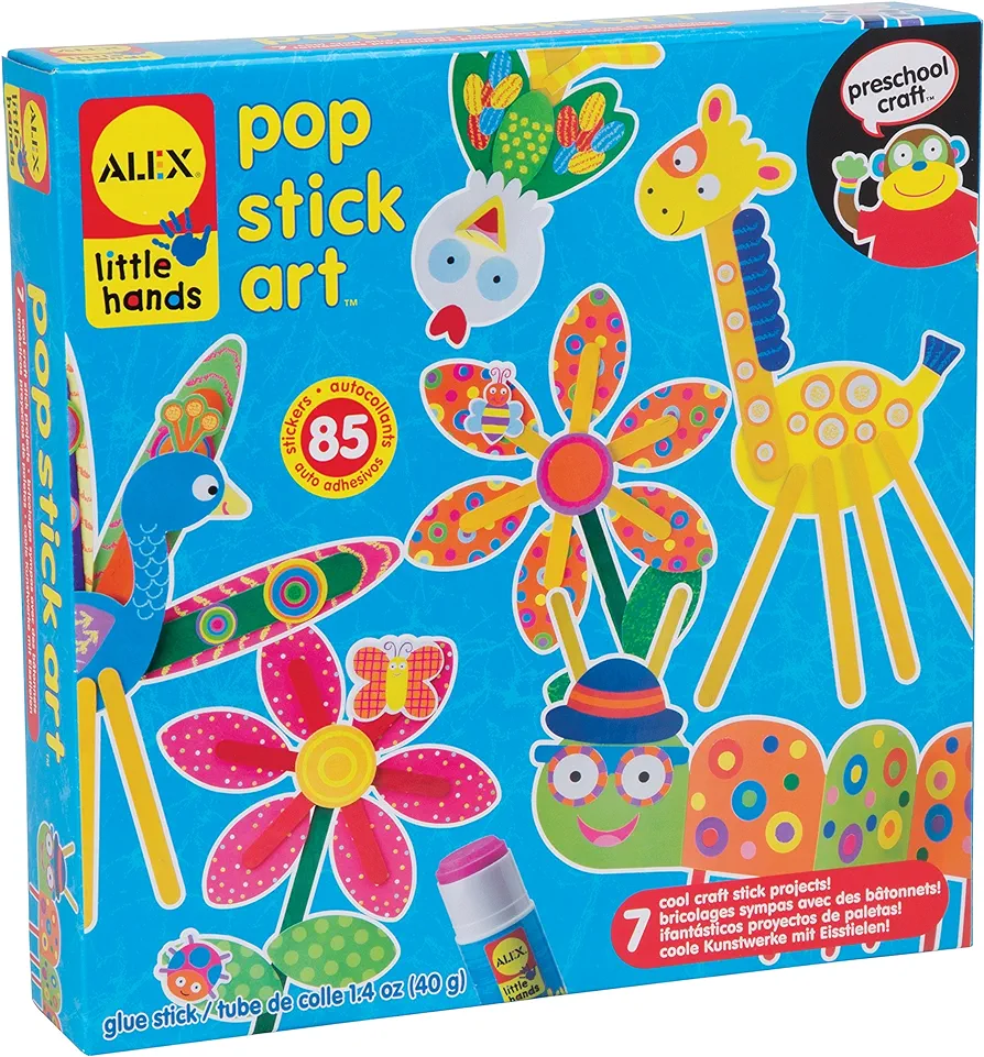 ALEX Toys Little Hands Pop Stick Art Craft Kit, Create Cute Animal and Flower Puppets, Allows Children to be Creative and Use their Imagination, For Ages 3 and up