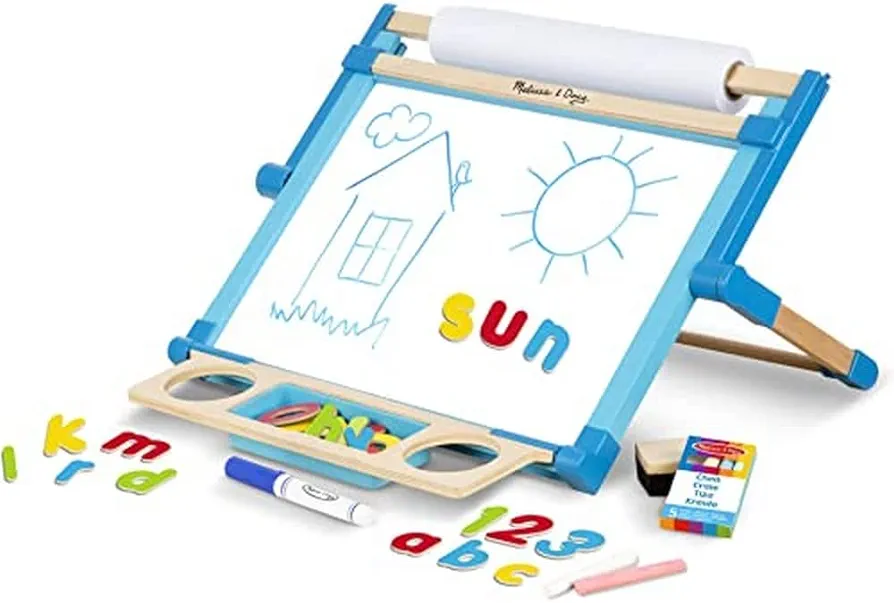 Melissa & Doug Wooden Double-Sided Tabletop Easel, Arts, Crafts, Pretend Play, 3+, Multicolor, 44.45 cm H x 52.705 cm W x 6.985 cm L