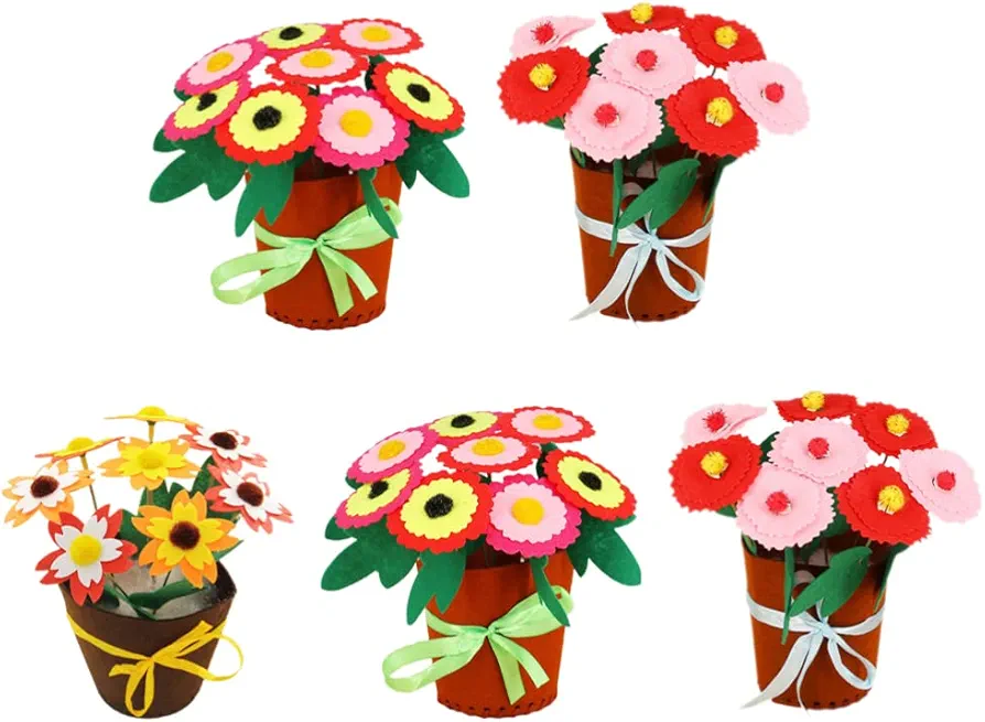 Homoyoyo 5 Packs DIY Flowers Craft Set Flower Craft Kits Christmas Stocking Ornament Craft Kit, Father’s Day Flower Craft Kits for Boys Girls Home School Fun Activities Home Class Fun Game Activities