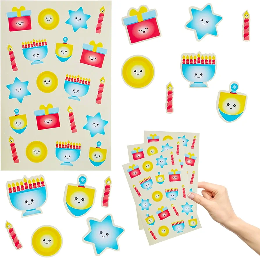 The Dreidel Company Hanukkah Stickers Sticker Pieces, Great for Arts and Crafts, Hanukkah Decoration, Party Favors, 240 Stickers (Style 3)