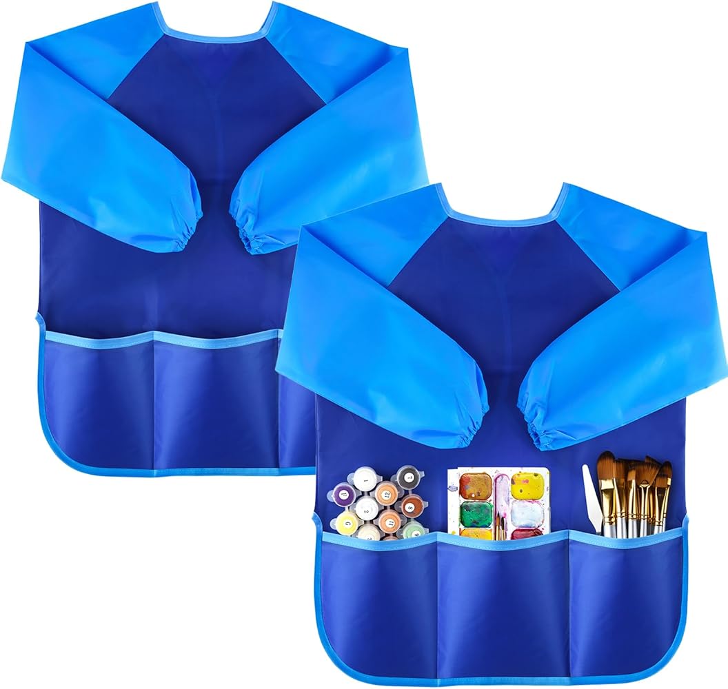 KUUQA Waterproof Children Art Smock Kids Art Aprons, Painting Supplies (Paints and brushes not included)