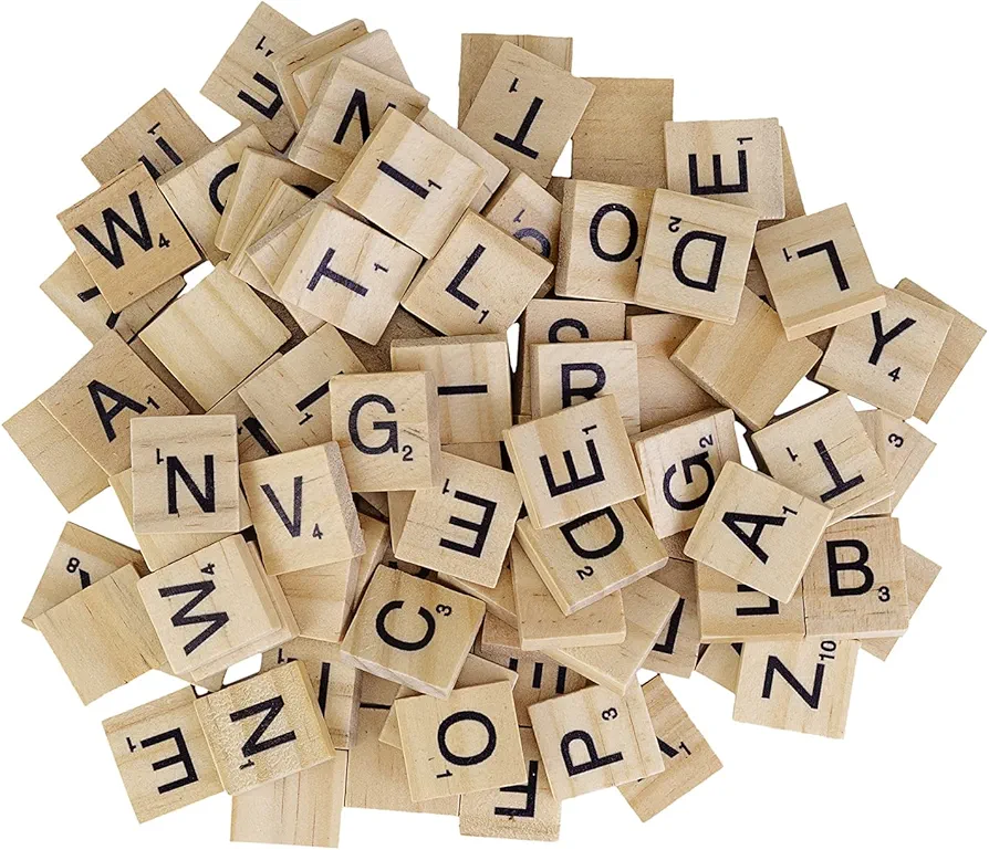 Set of 500 + 100 Free Wooden Wooden Tiles Letters for Board Games, Wall Decor & Arts and Crafts