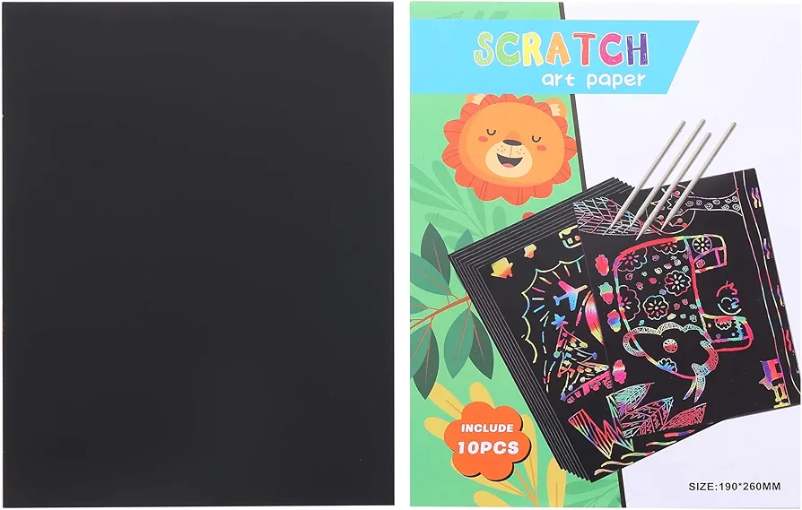 COTONOTTI Scratch Rainbow Art Paper Set - Magic Scratch Off Art Craft Supplies Kits for Kids Girls Boys Black Scratch Notes Sheet Doodle Pad for Fun DIY Toy Party Favors Birthday Gift