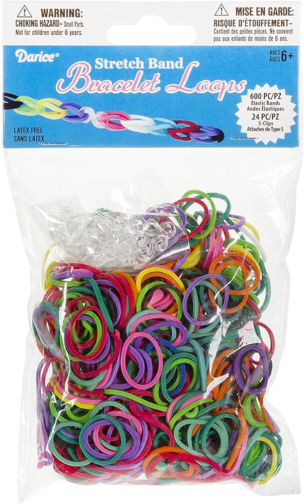 Darice 624-Piece Stretch Band Bracelet Loops and S-Clips Set, Mix