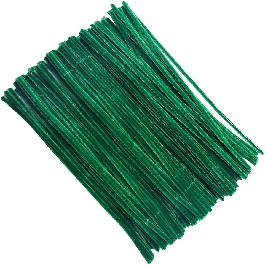 200 Pcs Solid Color Pipe Cleaners Chenille Stems Fuzzy Sticks Craft Supplies DIY Art Craft Projects for Creative Handmade Dark Green