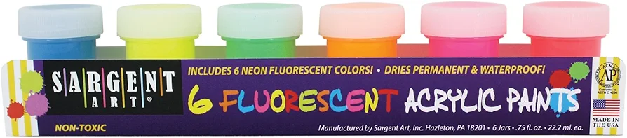 Sargent Art 66-5521 6-Jar Fluorescent Acrylic Set