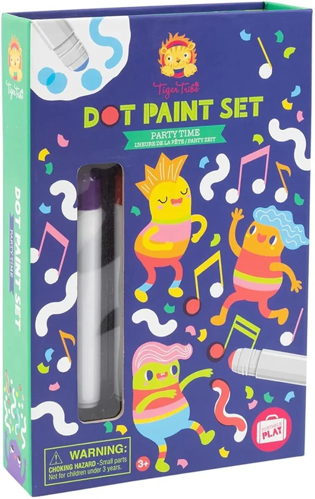 Tiger Tribe Washable Dot Paint - Party Time - Take Along Art Kit - All Supplies Included - Magnetic Carry Case - Ages 3+ - 60643