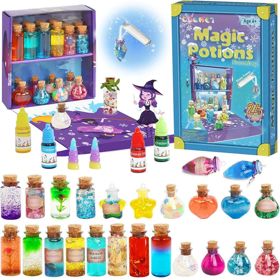 Freezing Magic Potion Kits for Kids - DIY Make 24 Bottles Gradient Potions, Creative Art Craft Kit for Girls, Fun Birthday Gift Toys for Girl 6 7 8 9 10