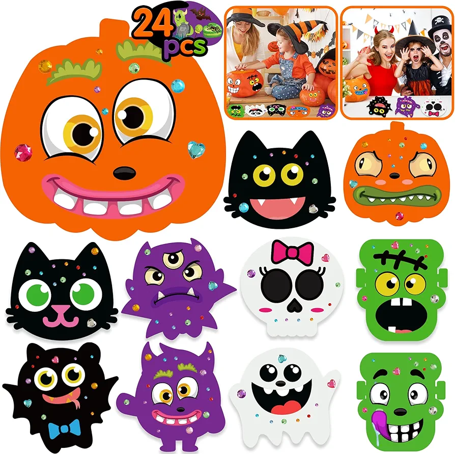NC Halloween Craft Kits for Kids Halloween Foam Crafts Pumpkin Crafts for Kids Self Adhesive Halloween Stickers for Kids Halloween Party Crafts Decorations Halloween Craft Kits
