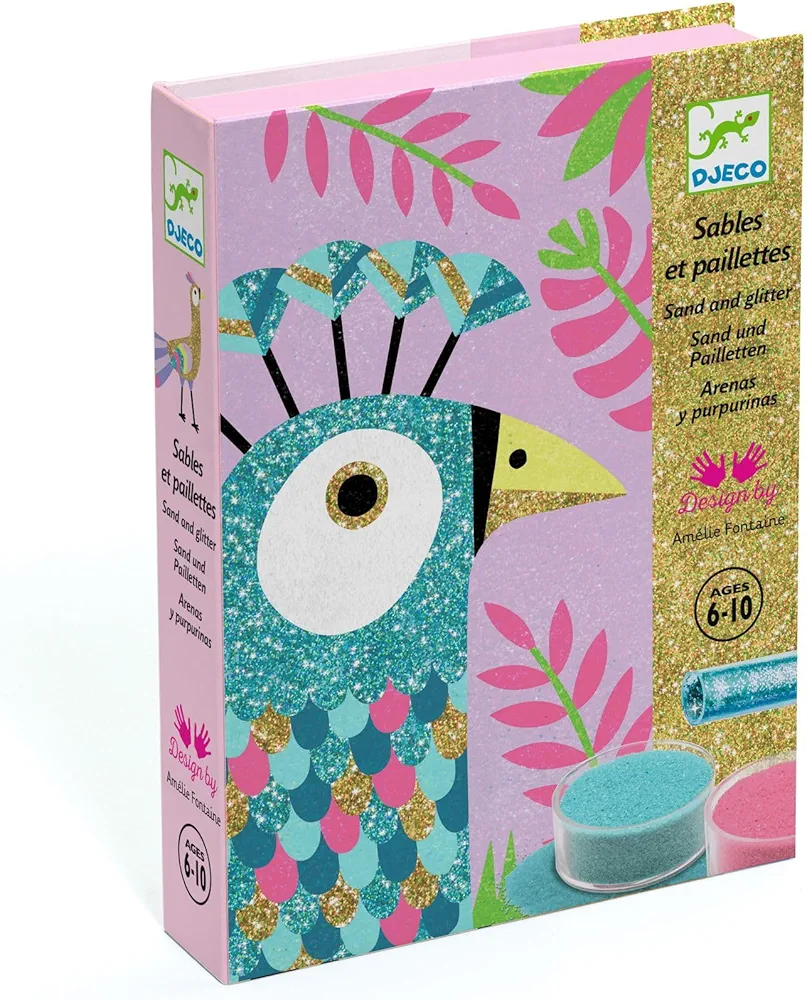 DJECO Dazzling Birds Colored Sand and Glitter Craft Kit