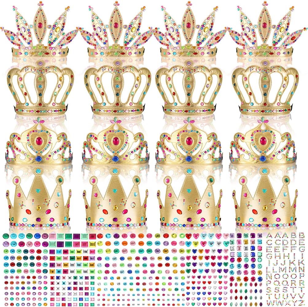 24 Pieces Make Your Own Crowns Set Princess Party Favors DIY Crown for Kids Princess Party Supplies
