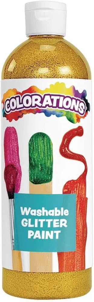 Colorations-CGPGO Washable Glitter Paint, 16 fl oz, Gold, Non Toxic, Vibrant, Bold, Kids Paint, Craft, Hobby, Fun, Art Supplies