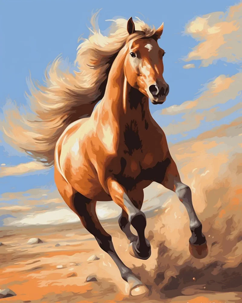 Paint by Numbers DIY Acrylic Painting Kit for Kids & Adults Beginner – 16" Wx20 L Colorful Horse Pattern