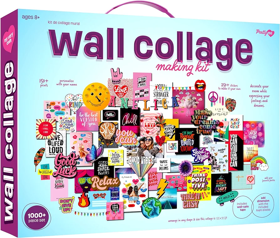 Pretty Me Wall Collage Kit for Teen & Tween Girls - Arts Craft Gift Ideas for Age 11, 12,13, 14, 15, 16 Year Old Girl - Birthday Gifts and Stuff for Teenage Bedroom Decor - Teens Crafts Kits Teenager