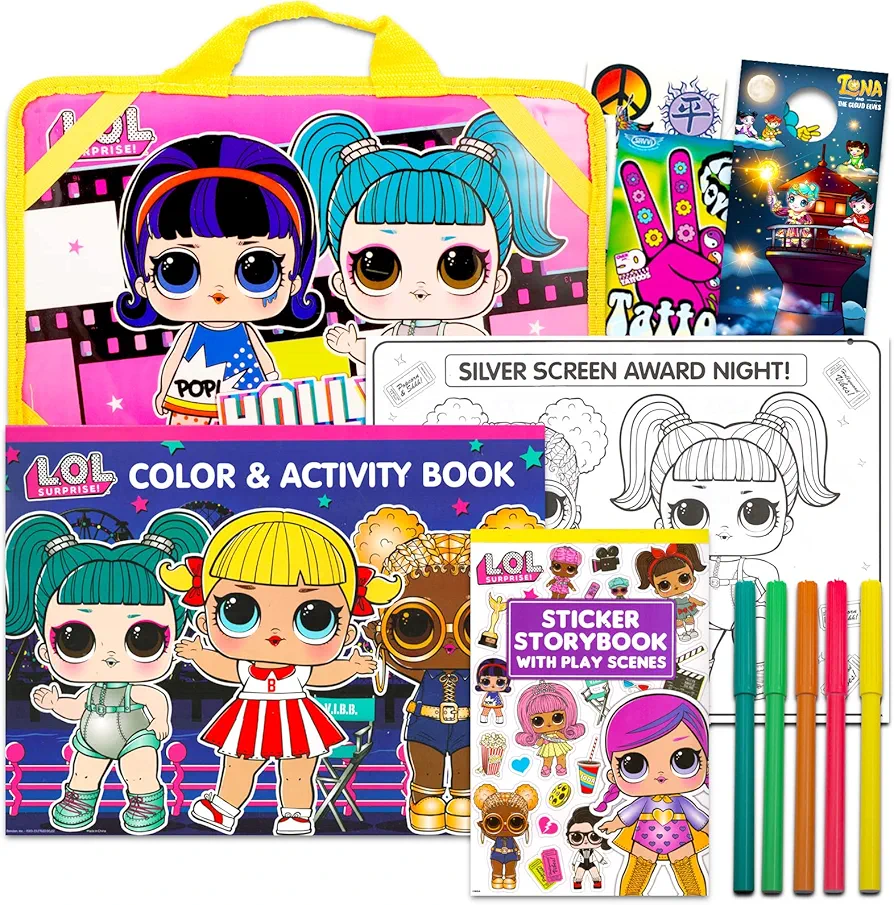 LOL Surprise Lap Desk Activity Set - LOL Arts and Crafts Bundle with Lap Desk, Coloring Book, Stickers, Games, and More | LOL Doll Travel Lapdesk Pack