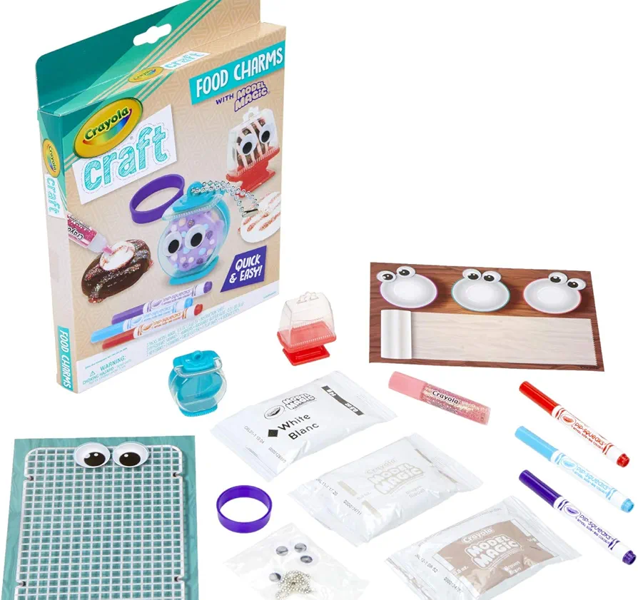 Crayola Craft Food Charms, DIY Kit for Kids, Keychain Charms Craft, Model Magic Set, Toys & Gifts for Kids, Ages 5, 6, 7, 8