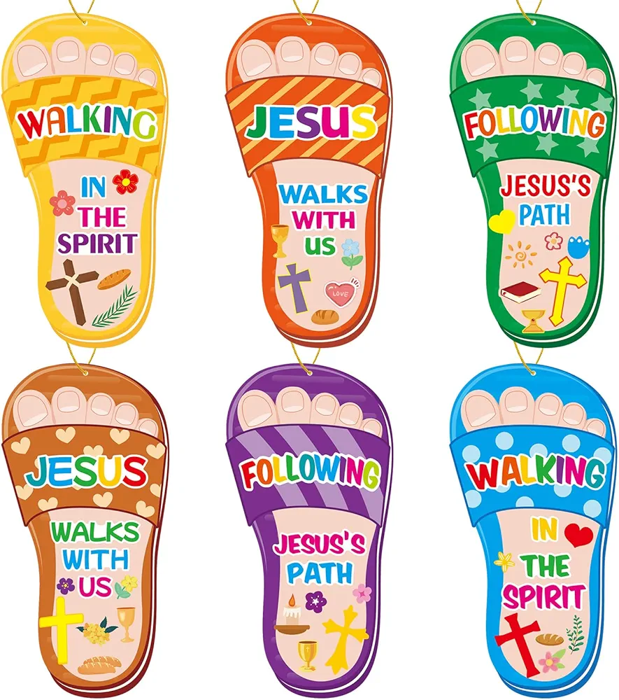 Fancy Land Religious Sunday School Crafts for Kids Jesus Walks with Us Craft Sticker Christian VBS Preschool Activities 30 Sets