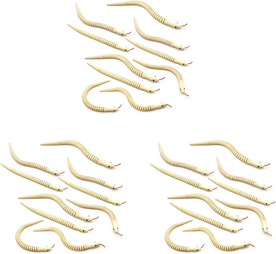 30Pcs 12 Inch Unfinished Wooden Wiggly Snakes Jointed Flexible Wooden Snake Blank Animal Model Crafts Toys for Arts