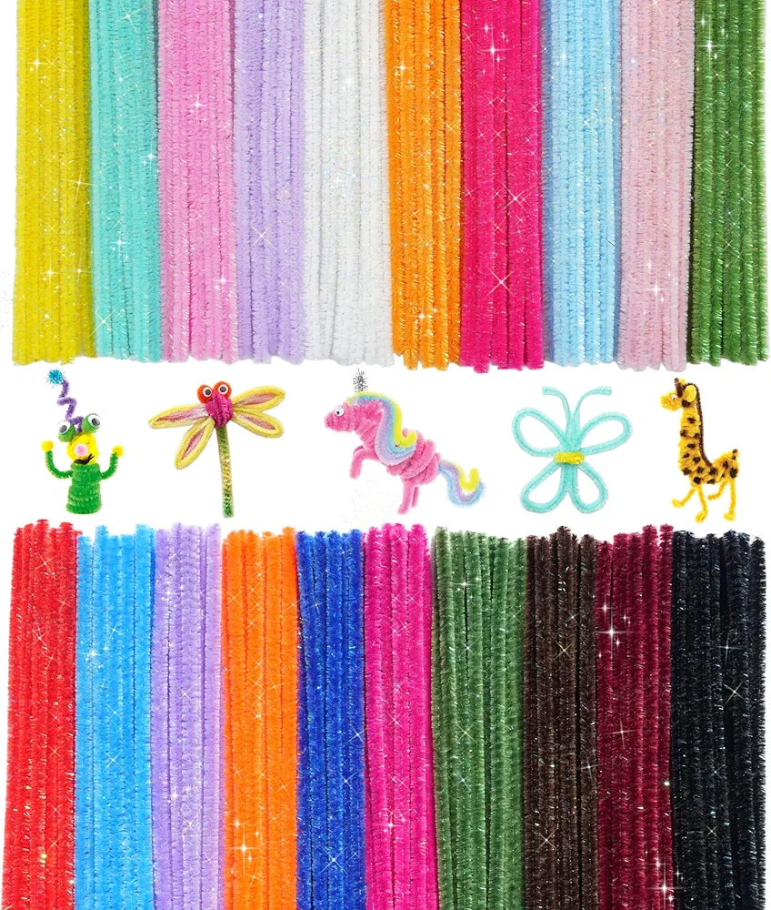 koutey 200 Pcs Craft Pipe Cleaners, Pipe Cleaners Crafts, 20 Colors Pipe Cleaners Bulk for DIY Crafts Decorations, Art and Craft Supplies