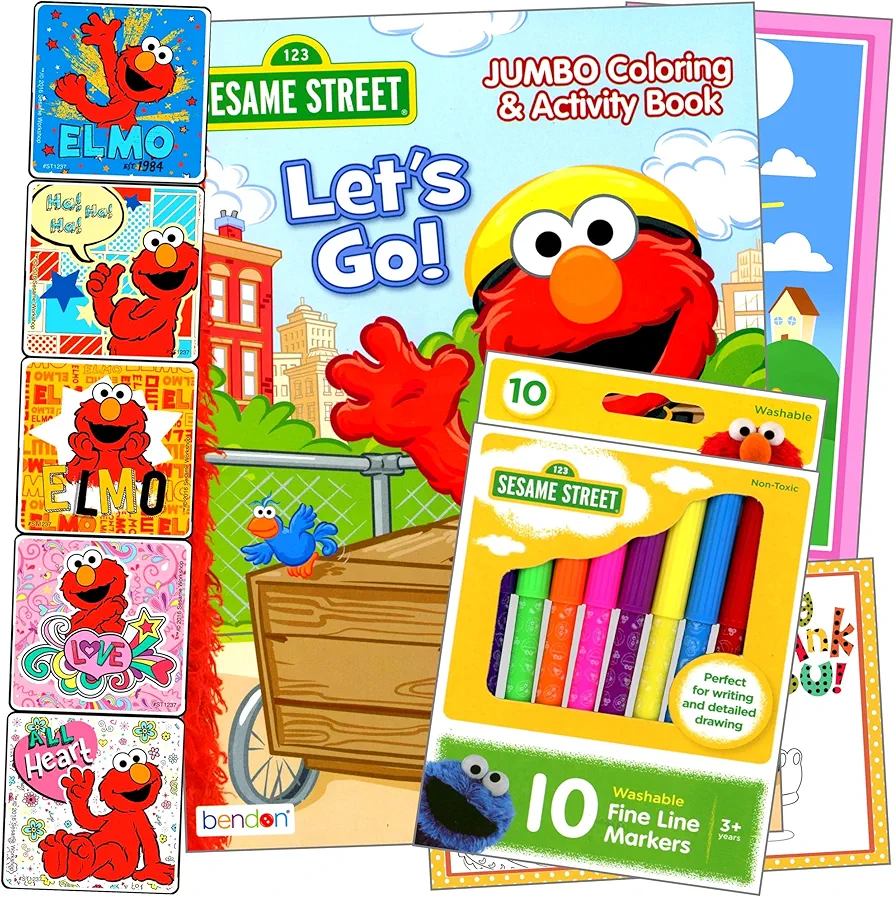 Sesame Street Coloring Book Activity Stickers Set - Bundle Includes Coloring Book, Stickers, and More