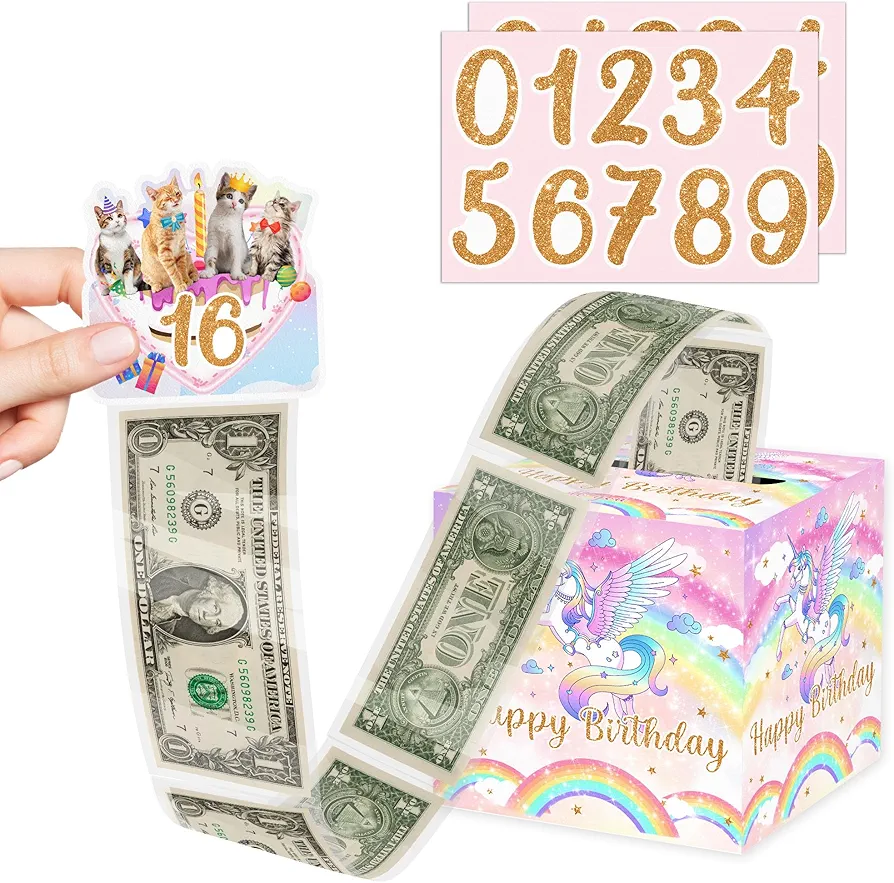 Money Box for Cash Gift Pull for Girls, Horse Birthday Money Holder for Cash DIY Set, Surprise Happy Birthday Box Gifts, Horse Birthday Party Decor Box, with 35Pcs OPP Bags